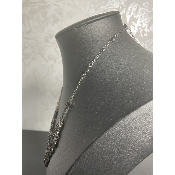 Vintage Silver-Tone Black Stone Multi-Layer Necklace With Adjustable Chain - Picture 5 of 5
